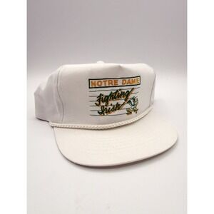 Vtg Notre Dame Embroidered Snapback Hat White Rope Fighting Irish University Cap